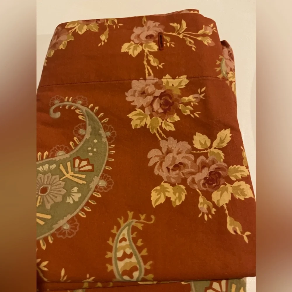 Pottery Barn Rust Red Floral Paisley Shower Curtain